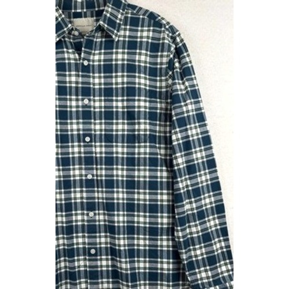 American Eagle Shirt Mens M Blue Plaid Cotton Classic Fit Button Down NWT